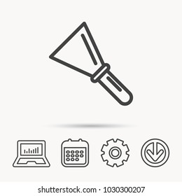 Spatula icon. Finishing repair tool sign. Notebook, Calendar and Cogwheel signs. Download arrow web icon. Vector