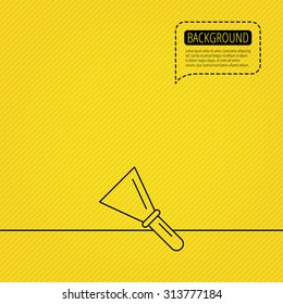 Spatula icon. Finishing repair tool sign. Speech bubble of dotted line. Orange background. Vector
