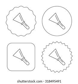 Spatula icon. Finishing repair tool sign. Flat circle, star and emblem buttons. Labels design. Vector