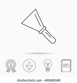 Spatula icon. Finishing repair tool sign. Download arrow, lamp, learn book and award medal icons.