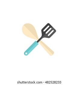 Spatula icon in flat color style. Cooking utensil kitchen household