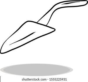 Spatula icon, flat design, hand drawing. Illustration of  tool, contour of symbol black
