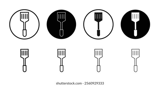 Spatula icon Flat outline fill set collection