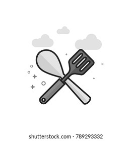 Spatula icon in flat outlined grayscale style. Vector illustration.
