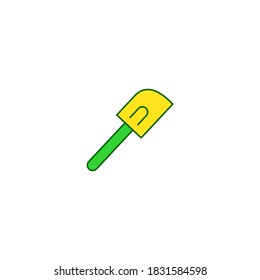 Spatula icon. Kitchen and utensil icon. simple, flat, color, outline, yellow, green.