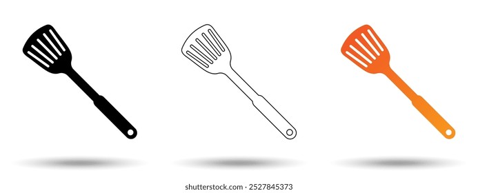 Spatula icon. Spatula icon on a white background, isolated. The icon has three uses in applications and websites. Vector illustration. Spatula icon on a white background.