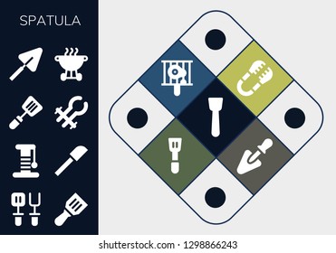  spatula icon set. 13 filled spatula icons. Simple modern icons about  - Spatula, Scratcher, Tongs, Trowel, Bbq