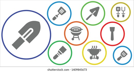 spatula icon set. 9 filled spatula icons.  Simple modern icons about  - Trowel, Spatula, Bbq