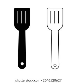 Ícone espátula vetor isolado no fundo branco. Silhueta de símbolo e sinal de espátula. Ícone de espátula Chef, equipamento de cozinha simples ilustração vetorial.