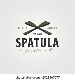 spatula kitchen utensil vintage vector logo symbol illustration design, cross spatula vintage logo