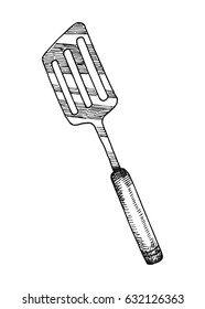 A spatula for kitchen. Vector illustration hand drawing