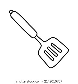 Spatula. Kitchenware sketch. Doodle line vector kitchen utensil and tool. Cutlery