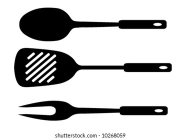 Spatula, Ladle & Fork (Vector)