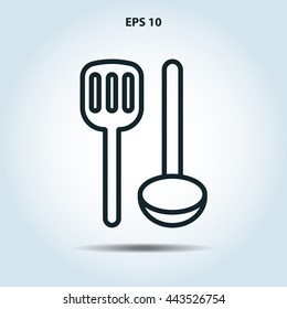 spatula and ladle line icon