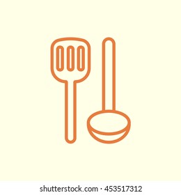 spatula and ladle line icon