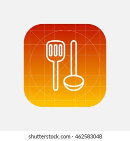 spatula and ladle line icon