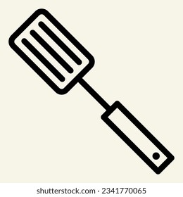 Spatula line icon. Barbecue steel spatula, mesh symbol outline style pictogram on beige background. Cooking ware and Kitchen utensils sign mobile concept web design. Vector graphics.