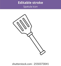 Ícone de linha espátula. Utensílios de cozinha para cozinhar o símbolo de contorno com traço editável. Símbolo isolado para fritar e assar