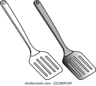 spatula line vector illustration isolated on white background

