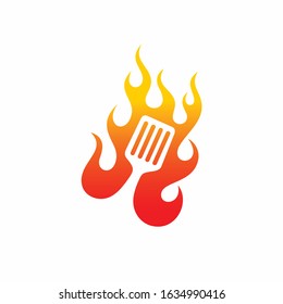Spatula logo accompanied concept of fire