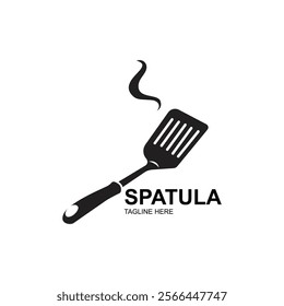 Spatula Logo Design Template. Spatula and fork icon. BBQ and grill tools. Barbecue utensil.