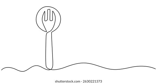 Espátula um desenho de linha, desenho de linha contínua de espátula. mínimo de espátula. Ferramenta de cozinha Linha contínua Arte. Contorno editável, desenho de linha contínua de espátula pendurada em fundo branco. 