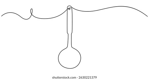 Espátula um desenho de linha, desenho de linha contínua de espátula. mínimo de espátula. Ferramenta de cozinha Linha contínua Arte. Contorno editável, desenho de linha contínua de espátula pendurada em fundo branco. 