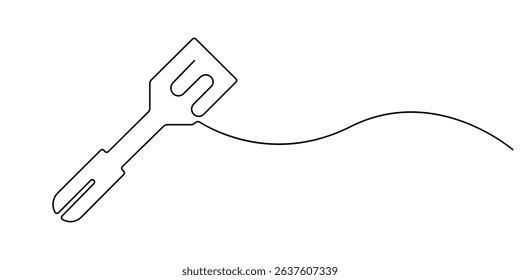 Spatula one line drawing, spatula continuous one line drawing, Continuous line drawing of spatula. Single line of spatula illustration, Continuous one kitchen