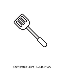 Icono de contorno de la espátula. Logo de Spatula Line Art. Ilustración vectorial. Aislado en fondo blanco. Stroke Editable