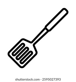 Spatula outlined icon isolated on white background. Cookware and kitchen utensil vector illustrations.