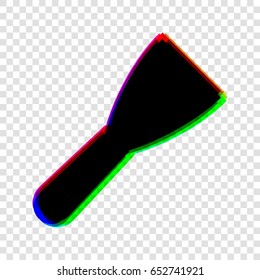 Spatula sign illustration. Vector. Black icon with red-green-blue contours on transparent background.