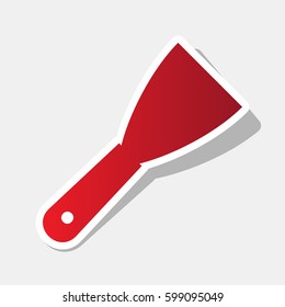 Spatula sign illustration. Vector. New year reddish icon with outside stroke and gray shadow on light gray background.