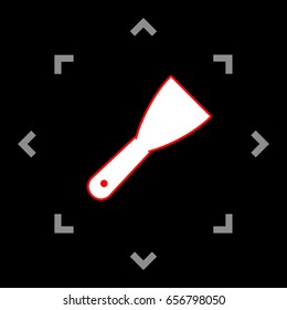 Spatula sign illustration. Vector. White icon in gray focus like mandala on black background.