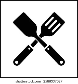 spatula silhouette illustration vector design in black and white. suitable for logos, icons, posters, advertisements, banners, companies, t-shirt designs, stickers, websites.