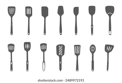 Spatula silhouette, Kitchen spatula silhouettes, Kitchen spatula bundle, Spatula vector set