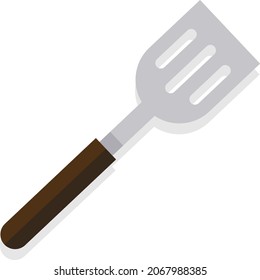 Spatula spoon kitchen icon vector illustration in flat minimal style, modern cooking utensil design for stirring, mixing, and food preparation in the kitchen.