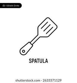 Ícone de linha fina espátula, traçado editável, pixel perfect, compatível com app ou web, isolado em um fundo branco