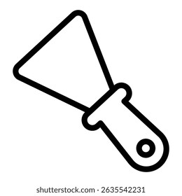 Ferramenta espátula para cimento ou ícone de linha de argila, conceito de construção. Gráficos vetoriais. Colher de metal para cimento colocação de sinal de trabalho no fundo branco, estilo móvel ou design