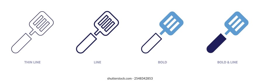 Spatula tool icon in 4 different styles. Thin Line, Line, Bold, and Bold Line. Duotone style. Editable stroke.