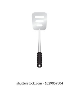 Spatula utensil vector illustration isoalted on white background. Flippers or Turner. Metal tool for frying with heat resistant handle. Suitable for 3d Realistic Mockup. 6/35