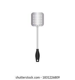 Spatula-Utensilien, Vektorgrafik einzeln auf weißem Hintergrund. Metallwerkzeug zum Kochen mit hitzebeständigem Griff. Geeignet für 3d Realistic Mock Up. 03.25.35