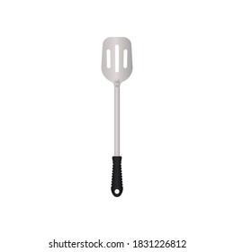 Spatula utensil vector illustration isoalted on white background. Flippers or Turner. Metal tool for cooking with heat resistant handle. Suitable for 3d Realistic Mockup. 23/35