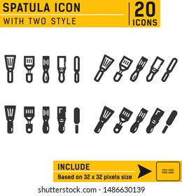 Spatula vector icon with outline and solid style. Kitchen, cooking, kitchenware vector icon for web design, iu, ux, mobile app on isolated on white background. Editable size. Flat design. Eps file