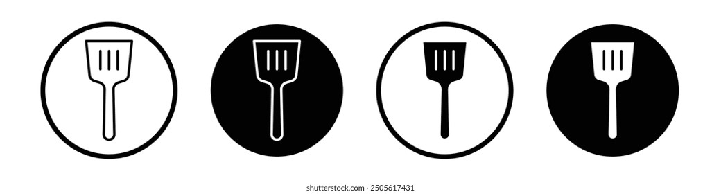 Spatula vector icon set black filled and outlined style.