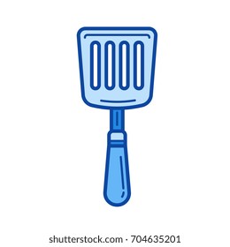 Spatula vector line icon isolated on white background. Spatula line icon for infographic, website or app. Blue icon designed on a grid system.