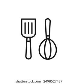 spatula and whisk icon isolated on white background