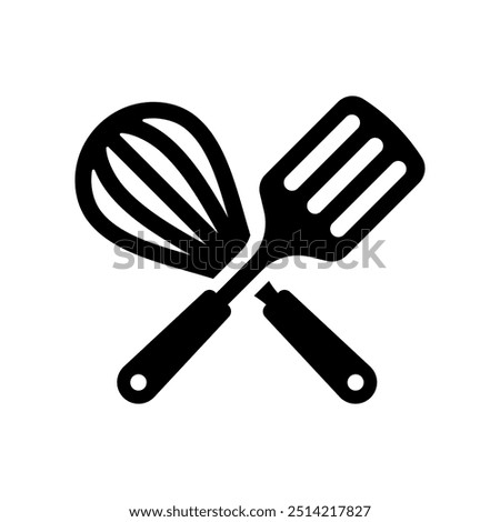 Spatula and whisk icon isolated on white background.