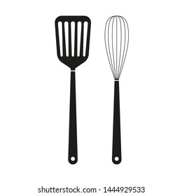 Spatula and Whisk. Kitchen tools and Cooking utensils icon. Vector illustration.