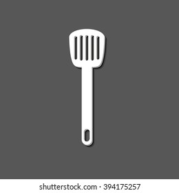 spatula - white vector  icon with shadow