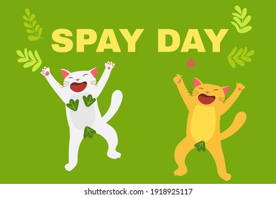 Spay Day illustration. Funny Cats . Cartoon vector drawing.